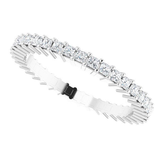 10K Gold Square Lab-Grown Diamond Shared-Prong Eternity Band – 1.25x1.25 mm Stones - White Gold - view 5