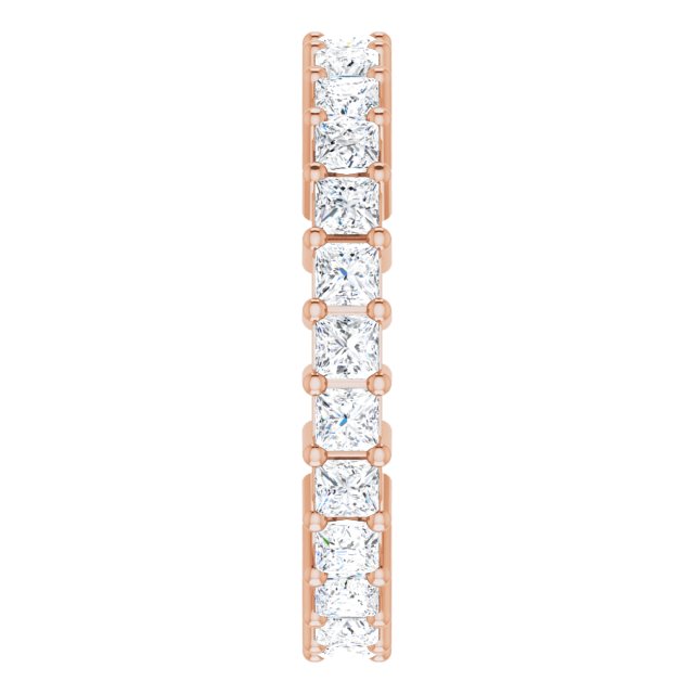 10K Gold Square Lab-Grown Diamond Shared-Prong Eternity Band – 2x2 mm Stones - Rose Gold - view 4