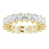 10K Gold Square Natural Diamond Shared-Prong Eternity Band – 3x3 mm Stones - Yellow Gold - view 3