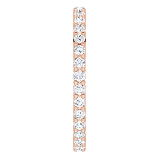 10K Gold Round Natural Diamond Shared-Prong Eternity Band – 1.5 mm Stones - Rose Gold - view 4