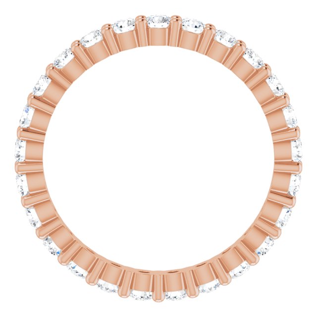 10K Gold Round Lab-Grown Diamond Shared-Prong Eternity Band – 2 mm Stones - Rose Gold - view 2