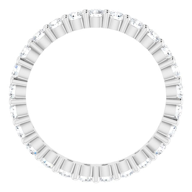 10K Gold Round Natural Diamond Shared-Prong Eternity Band – 2 mm Stones - White Gold - view 2