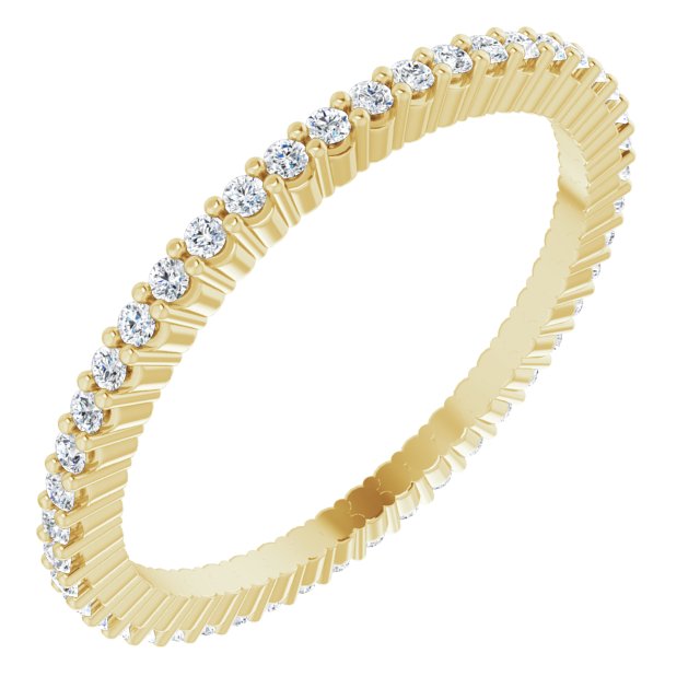 10K Gold Round Natural Diamond Shared-Prong Eternity Band – 1 mm Stones - Yellow Gold