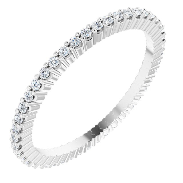 10K Gold Round Lab-Grown Diamond Shared-Prong Eternity Band – 1 mm Stones - White Gold