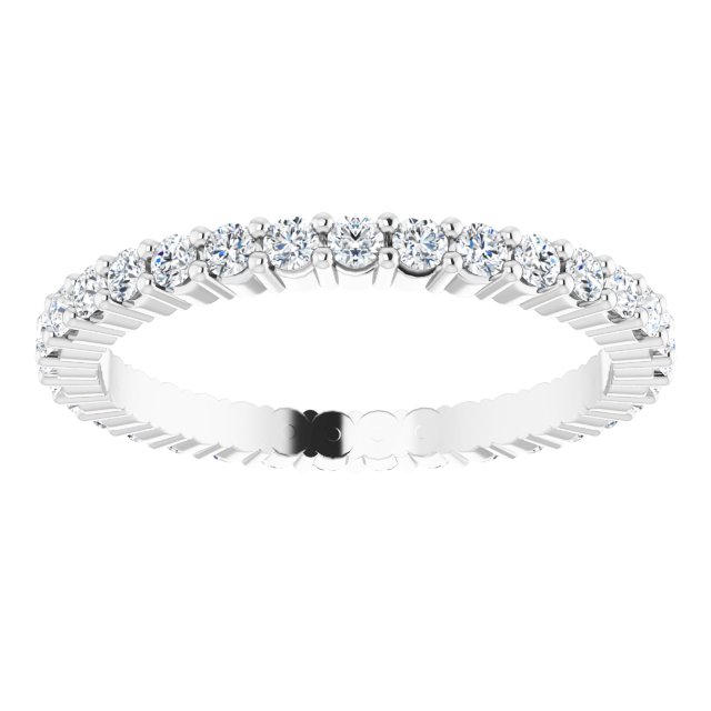 10K Gold Round Lab-Grown Diamond Shared-Prong Eternity Band – 1.5 mm Stones - White Gold - view 3