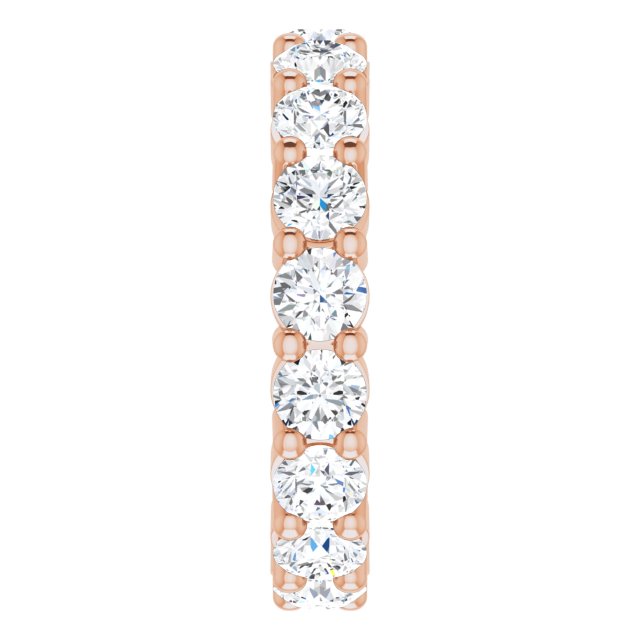 10K Gold Round Lab-Grown Diamond Shared-Prong Eternity Band – 3.2 mm Stones - Rose Gold - view 4
