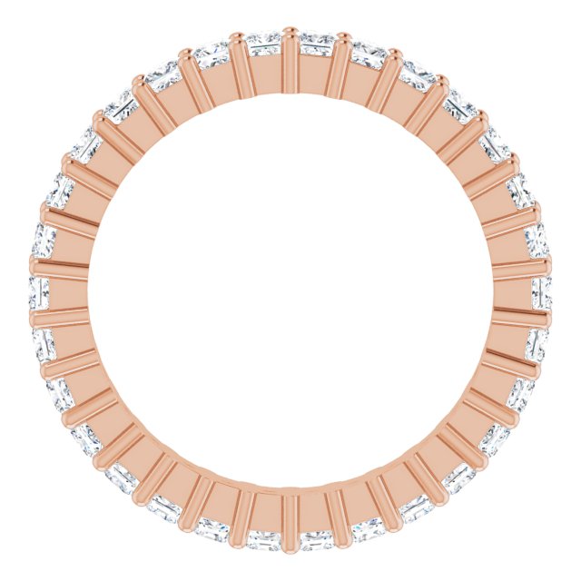 10K Gold Square Natural Diamond Shared-Prong Eternity Band – 1.75x1.75 mm Stones - Rose Gold - view 2