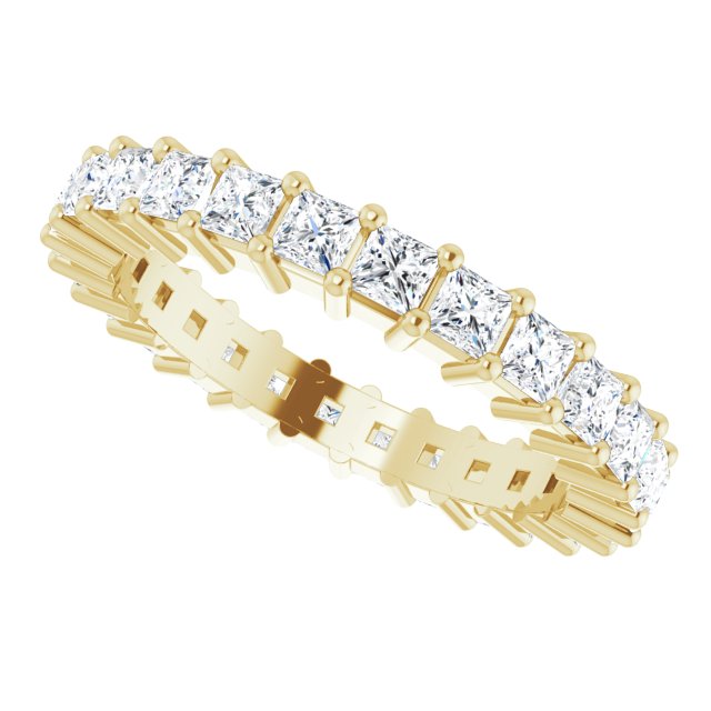 10K Gold Square Natural Diamond Shared-Prong Eternity Band – 2x2 mm Stones - Yellow Gold - view 5