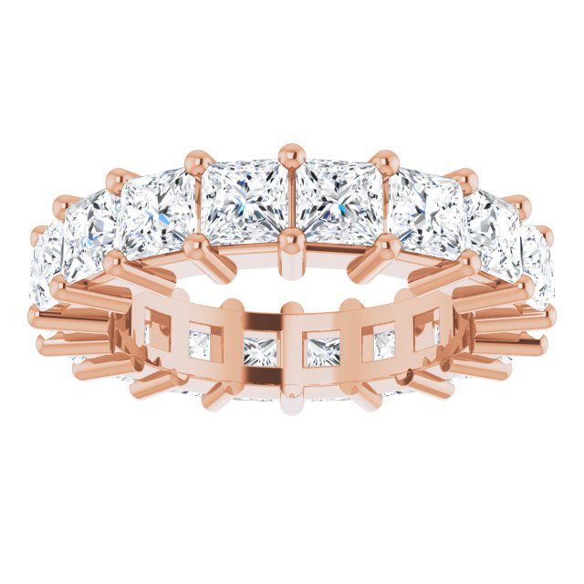 10K Gold Square Natural Diamond Shared-Prong Eternity Band – 3.25x3.25 mm Stones - Rose Gold - view 3