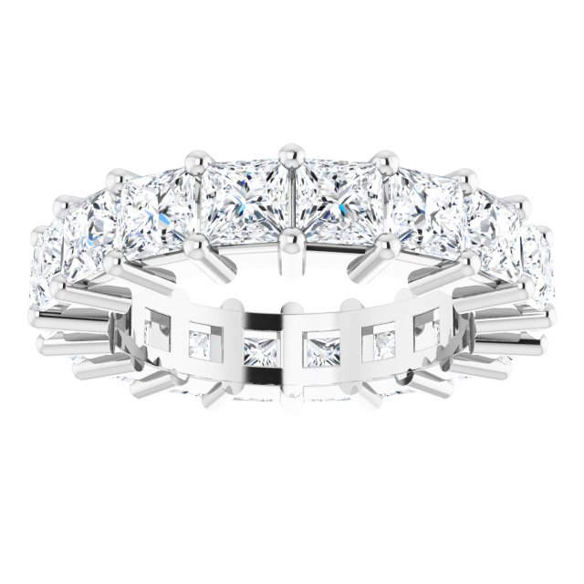 10K Gold Square Lab-Grown Diamond Shared-Prong Eternity Band – 3.25x3.25 mm Stones - White Gold - view 3