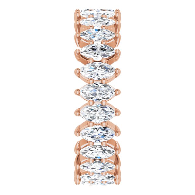 14K Gold Marquise Natural Diamond Shared-Prong Eternity Band – 4x2 mm Stones - Rose Gold - view 4
