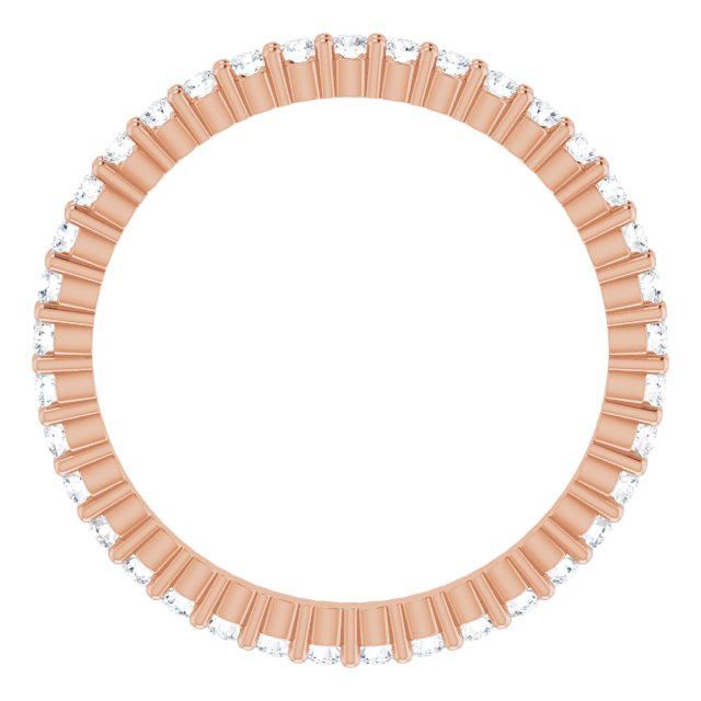 10K Gold Round Natural Diamond Shared-Prong Eternity Band – 1.3 mm Stones - Rose Gold - view 2