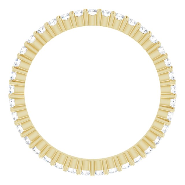 10K Gold Round Lab-Grown Diamond Shared-Prong Eternity Band – 1.3 mm Stones - Yellow Gold - view 2