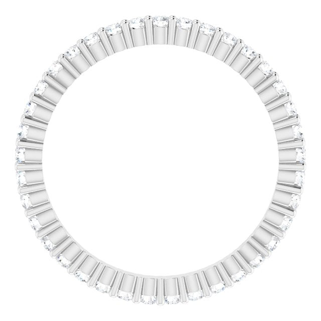 10K Gold Round Natural Diamond Shared-Prong Eternity Band – 1.3 mm Stones - White Gold - view 2