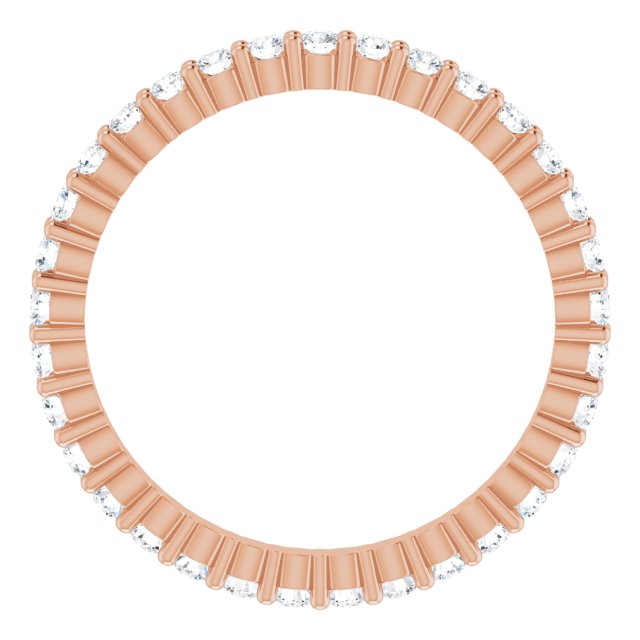 10K Gold Round Lab-Grown Diamond Shared-Prong Eternity Band – 1.5 mm Stones - Rose Gold - view 2