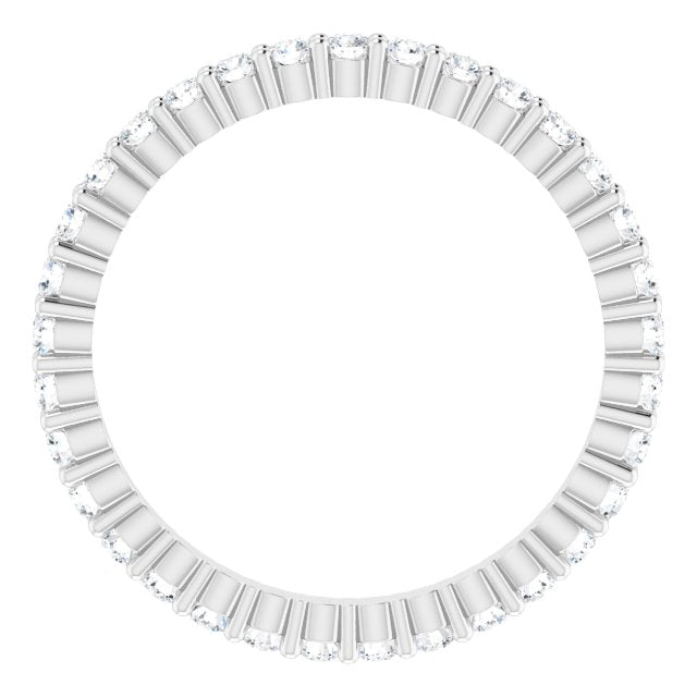 10K Gold Round Lab-Grown Diamond Shared-Prong Eternity Band – 1.5 mm Stones - White Gold - view 2