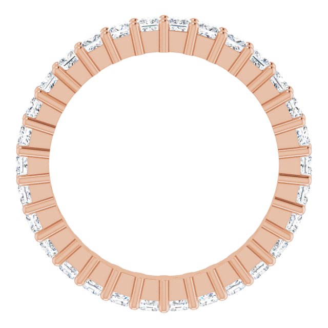 10K Gold Square Natural Diamond Shared-Prong Eternity Band – 1.75x1.75 mm Stones - Rose Gold - view 2
