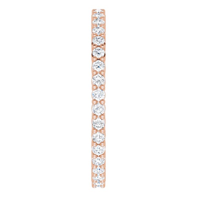 10K Gold Round Natural Diamond Shared-Prong Eternity Band – 1.3 mm Stones - Rose Gold - view 4