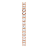 10K Gold Round Lab-Grown Diamond Shared-Prong Eternity Band – 1.3 mm Stones - Rose Gold - view 4