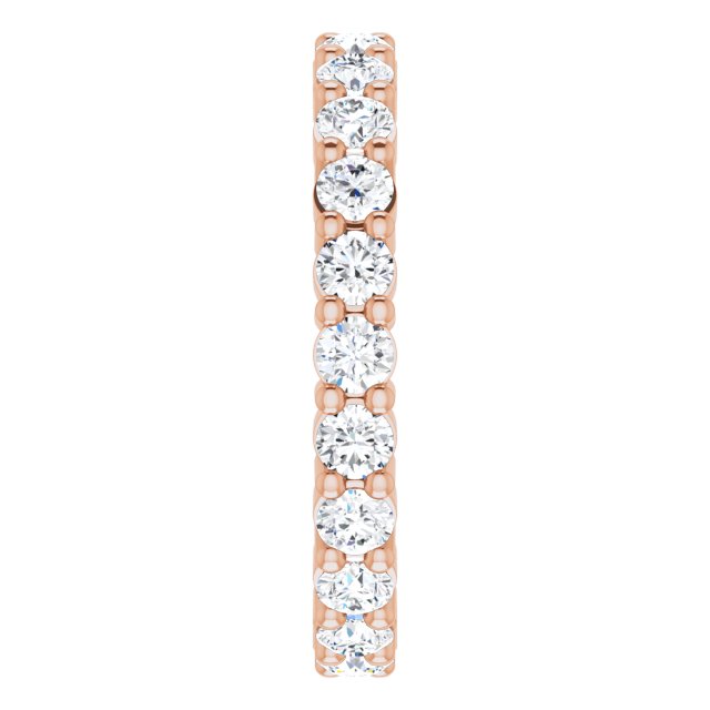 10K Gold Round Lab-Grown Diamond Shared-Prong Eternity Band – 2.25 mm Stones - Rose Gold - view 4