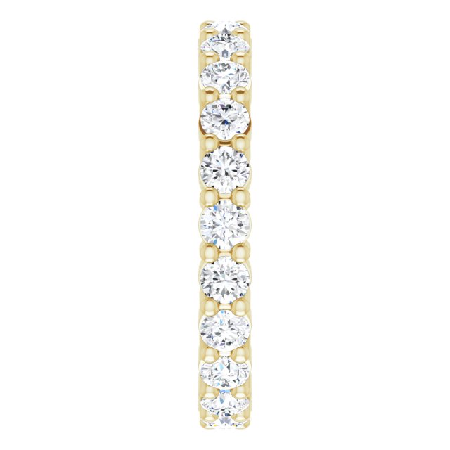 10K Gold Round Natural Diamond Shared-Prong Eternity Band – 2.25 mm Stones - Yellow Gold - view 4