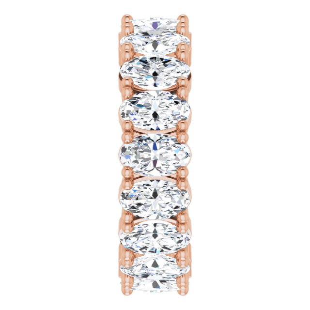 10K Gold Oval Lab-Grown Diamond Shared-Prong Eternity Band – 5x3 mm Stones - Rose Gold - view 4