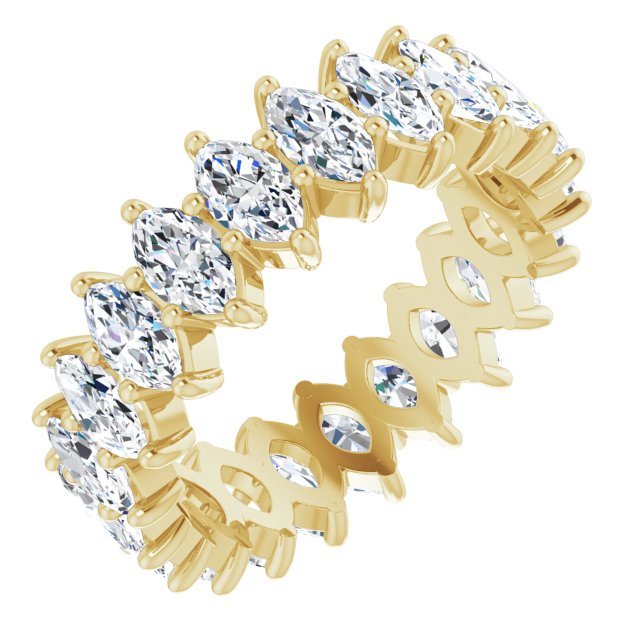 14K Gold Marquise Natural Diamond Shared-Prong Eternity Band – 4.5x2.5 mm Stones - Yellow Gold