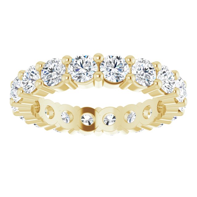 10K Gold Round Natural Diamond Shared-Prong Eternity Band – 3 mm Stones - Yellow Gold - view 3