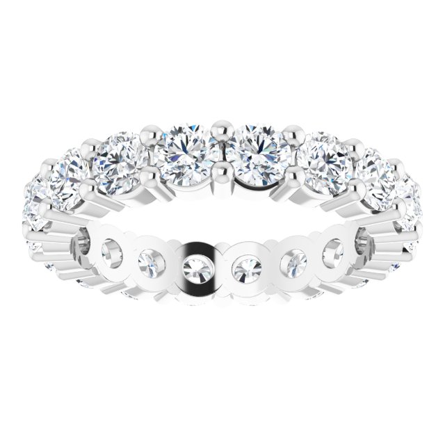 10K Gold Round Natural Diamond Shared-Prong Eternity Band – 3 mm Stones - White Gold - view 3