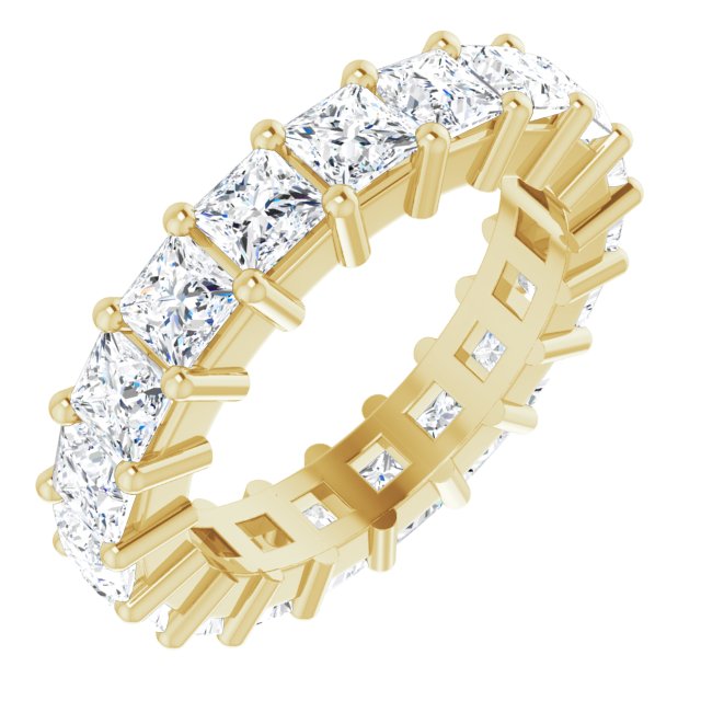 10K Gold Square Lab-Grown Diamond Shared-Prong Eternity Band – 3x3 mm Stones - Yellow Gold