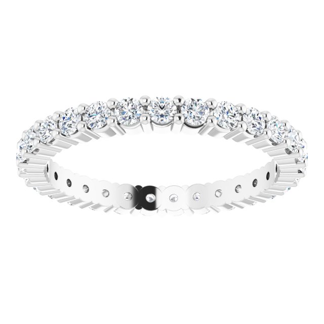 10K Gold Round Lab-Grown Diamond Shared-Prong Eternity Band – 1.75 mm Stones - White Gold - view 3