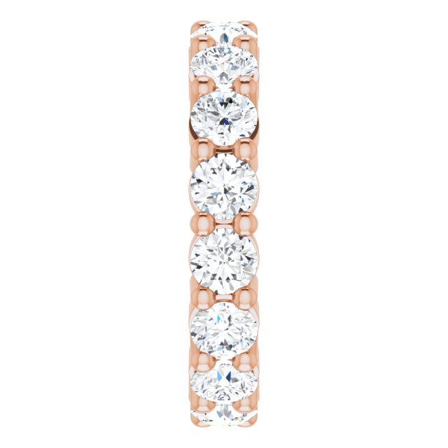 10K Gold Round Natural Diamond Shared-Prong Eternity Band – 3.4 mm Stones - Rose Gold - view 4