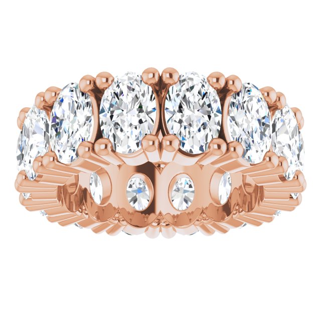 10K Gold Oval Lab-Grown Diamond Shared-Prong Eternity Band – 6x4 mm Stones - Rose Gold - view 3