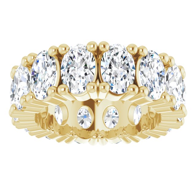10K Gold Oval Natural Diamond Shared-Prong Eternity Band – 6x4 mm Stones - Yellow Gold - view 3