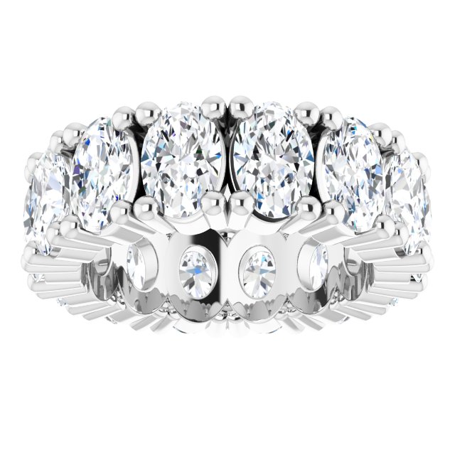 10K Gold Oval Lab-Grown Diamond Shared-Prong Eternity Band – 6x4 mm Stones - White Gold - view 3