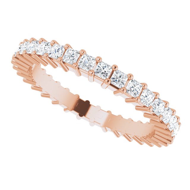10K Gold Square Natural Diamond Shared-Prong Eternity Band – 1.5x1.5 mm Stones - Rose Gold - view 5