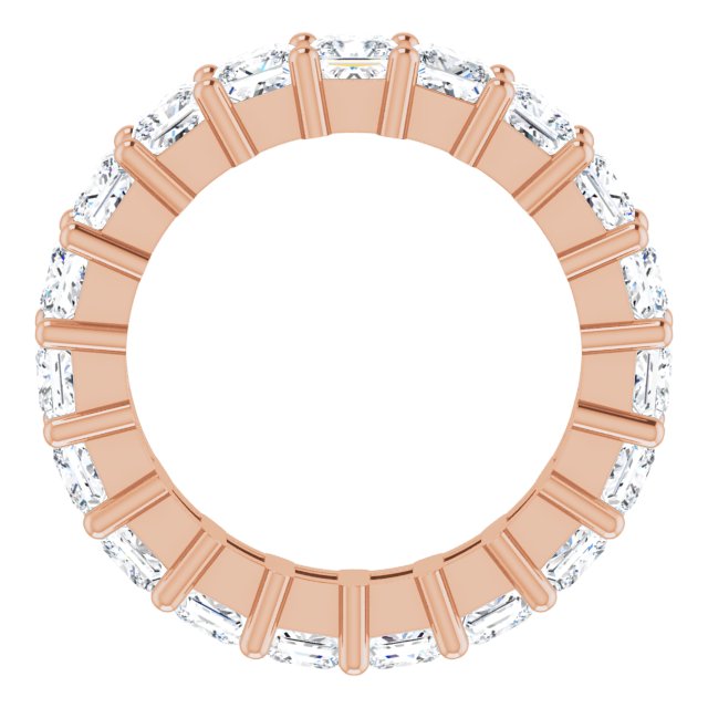 10K Gold Square Natural Diamond Shared-Prong Eternity Band – 3x3 mm Stones - Rose Gold - view 2