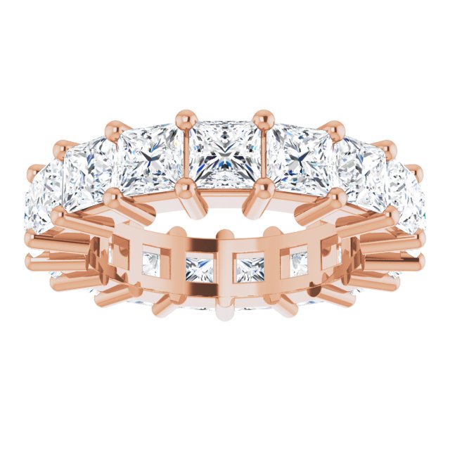 10K Gold Square Lab-Grown Diamond Shared-Prong Eternity Band – 3.5x3.5 mm Stones - Rose Gold - view 3