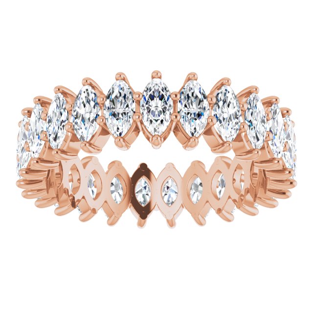 14K Gold Marquise Lab-Grown Diamond Shared-Prong Eternity Band – 4x2 mm Stones - Rose Gold - view 3