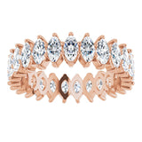 14K Gold Marquise Natural Diamond Shared-Prong Eternity Band – 4x2 mm Stones - Rose Gold - view 3