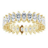 14K Gold Marquise Natural Diamond Shared-Prong Eternity Band – 4x2 mm Stones - Yellow Gold - view 3