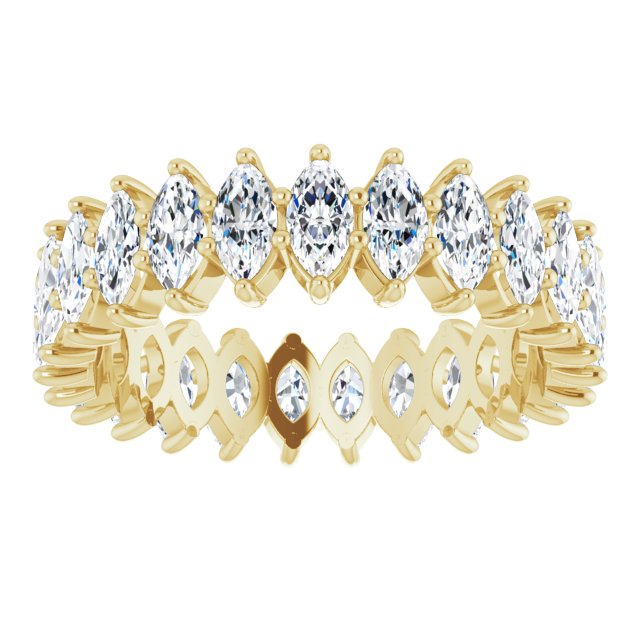 14K Gold Marquise Natural Diamond Shared-Prong Eternity Band – 4x2 mm Stones - Yellow Gold - view 3