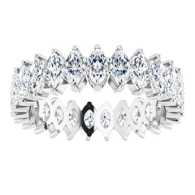 14K Gold Marquise Lab-Grown Diamond Shared-Prong Eternity Band – 4x2 mm Stones - White Gold - view 3