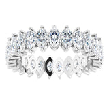 14K Gold Marquise Natural Diamond Shared-Prong Eternity Band – 4x2 mm Stones - White Gold - view 3