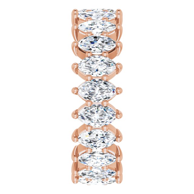 14K Gold Marquise Natural Diamond Shared-Prong Eternity Band – 4.5x2.5 mm Stones - Rose Gold - view 4