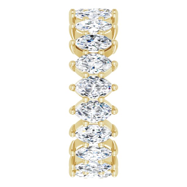 14K Gold Marquise Lab-Grown Diamond Shared-Prong Eternity Band – 4.5x2.5 mm Stones - Yellow Gold - view 4