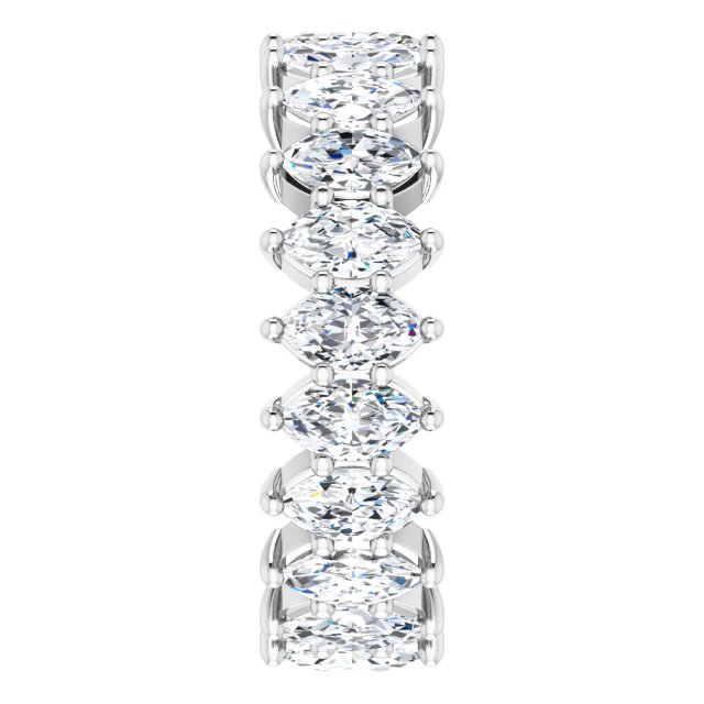 14K Gold Marquise Lab-Grown Diamond Shared-Prong Eternity Band – 4.5x2.5 mm Stones - White Gold - view 4