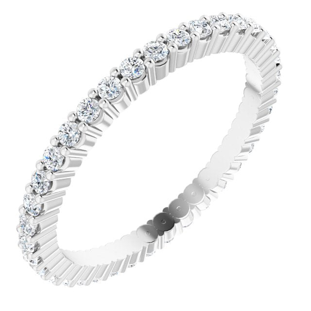 10K Gold Round Natural Diamond Shared-Prong Eternity Band – 1.3 mm Stones - White Gold