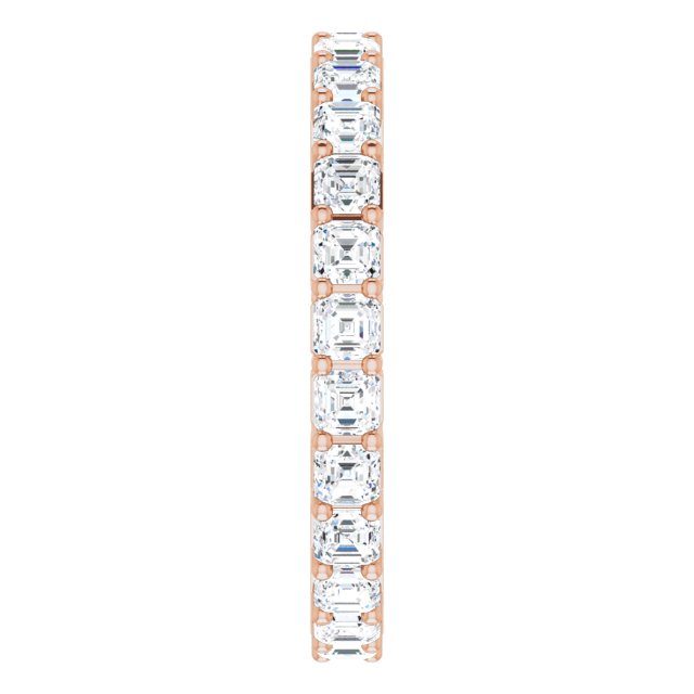14K Gold Asscher Lab-Grown Diamond Shared-Prong Eternity Band – 2x2 mm Stones - Rose Gold - view 4