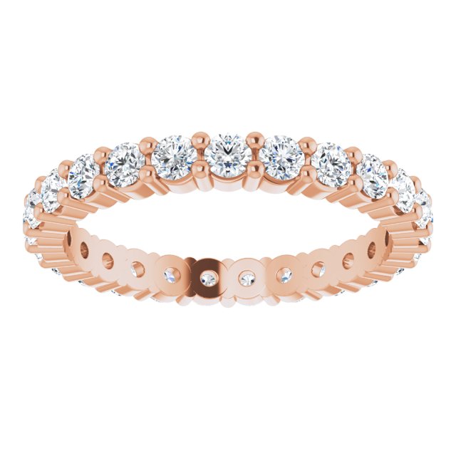 10K Gold Round Natural Diamond Shared-Prong Eternity Band – 2 mm Stones - Rose Gold - view 3